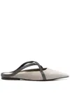 Brunello Cucinelli Flat Square Pointed Ballet Shoes In Gray