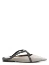 Brunello Cucinelli Flat Square Pointed Ballet Shoes In Grey