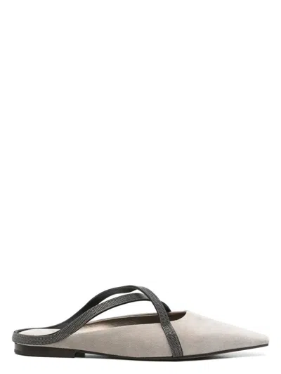 BRUNELLO CUCINELLI WOMEN'S FLAT SQUARE POINTED BALLET