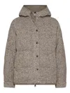 Brunello Cucinelli Women Chevron Down Jacket With Hoodie In Brown