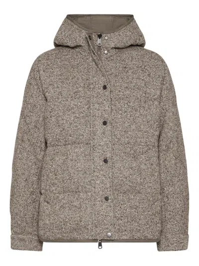 BRUNELLO CUCINELLI BRUNELLO CUCINELLI WOMEN FLECKED CHEVRON PADDED JACKET