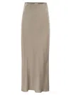 Brunello Cucinelli Women Fluid Bias-cut Satin Cady Skirt In Brown