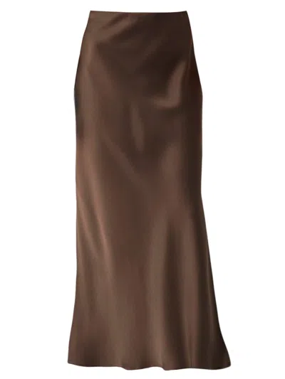 Brunello Cucinelli Women Fluid Bias-cut Skirt In Brown