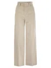 Brunello Cucinelli Women Fluid Corduroy Sartorial Track Trousers With Jewellery In Neutral