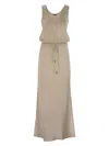 Brunello Cucinelli Fluid Satin Cady Twill Dress In Butter