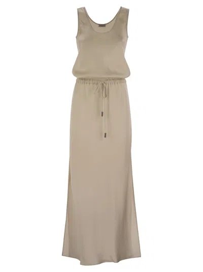 Brunello Cucinelli Women Fluid Satin Cady Twill Dress In Gray