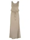 Brunello Cucinelli Fluid Satin Cady Twill Dress In White