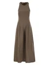 Brunello Cucinelli Women Fluid Viscose And Linen Twill Dress In Brown