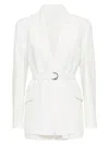 Brunello Cucinelli Women Linen Jacket With Belt And Precious Details In Natural
