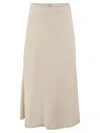 Brunello Cucinelli Flute Skirt In Comfort Viscose Couture Twill In Cream