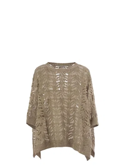 BRUNELLO CUCINELLI WOMEN'S FOLIAGE LACE KNITTED PONCHO