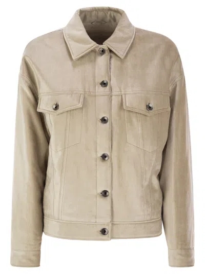 BRUNELLO CUCINELLI BRUNELLO CUCINELLI WOMEN FOUR-POCKET JACKET IN COTTON AND VISCOSE VELVET SLEEK WITH THERMORE® PADDIN