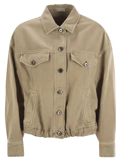 Brunello Cucinelli Women Four-pocket Jacket In Garment-dyed Cotton-linen Cover-up With Moniline In Cream