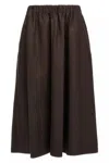 Brunello Cucinelli Flowing Linen Full Skirt With Elastic Waistband In Brown