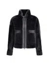 Brunello Cucinelli Grey Shearling Jacket With Two Front Welt Pockets With Zip In Black