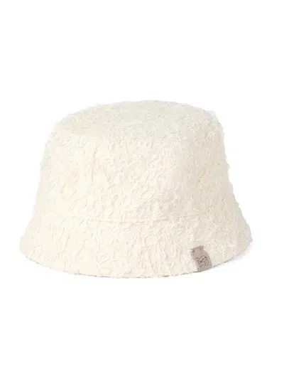 Brunello Cucinelli Women's Fuzzy Dyed Denim Bucket Hat In White