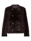 Brunello Cucinelli Reversible Double-breasted Fur Jacket With Button Detailing In Brown