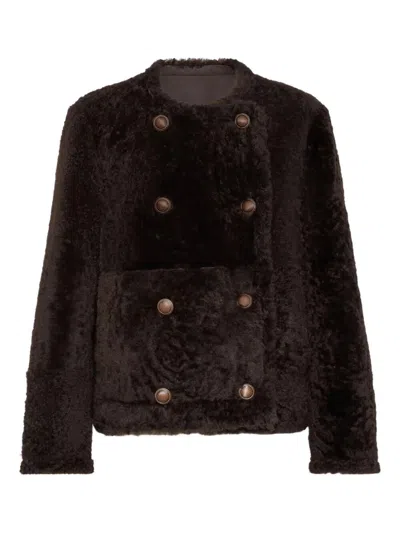 BRUNELLO CUCINELLI BRUNELLO CUCINELLI WOMEN FUZZY SHEARLING CROPPED JACKET