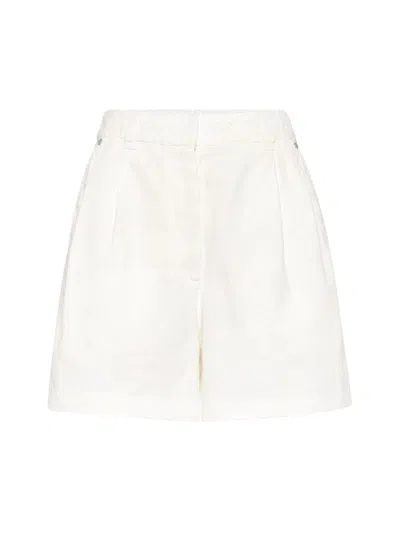 Brunello Cucinelli Women's Garment Dyed Cotton And Linen Cover Baggy Shorts In White
