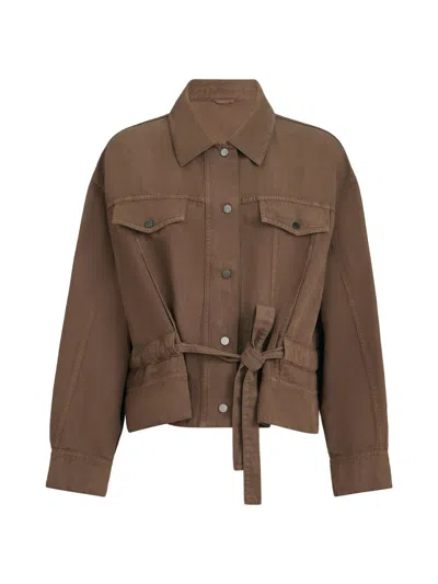 Brunello Cucinelli Jacket In Cotton And Linen Cover With Monili In Brown