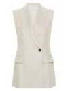 Brunello Cucinelli Metallic-threading Sleeveless Blazer In Grey