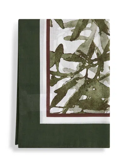 Brunello Cucinelli Women Green Cotton Herbarium Print Scarf
