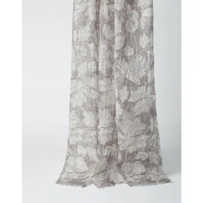 Brunello Cucinelli Women's Grey And White Floral Scarf In ["white","grey","green","multi-color"]