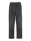 Brunello Cucinelli Grey Five Pocket Jeans With Elastic Waist In Blue
