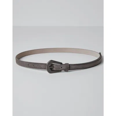 Brunello Cucinelli Women's Grey Leather Belt In ["grey"]