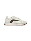 Brunello Cucinelli Women Grey Suede And Twill Precious Stripe Runners