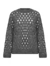 Brunello Cucinelli Women Grey Wispy Mohair And Wool Dazzling Net Sweater In Gray