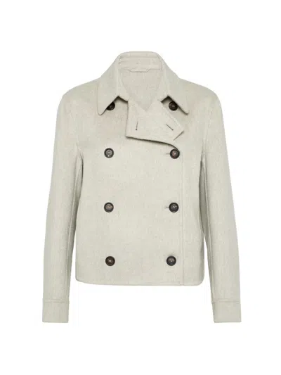 Brunello Cucinelli Women's Hand Crafted Cropped Pea Coat In Sand