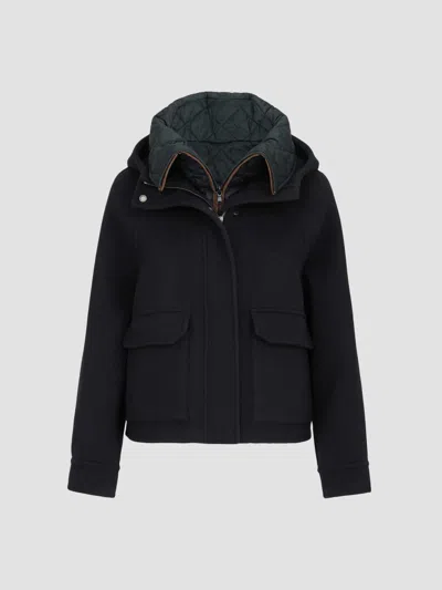 Brunello Cucinelli Hand-crafted Outerwear Jacket In Virgin Wool And Cashmere Double Cloth With Detachable Thermore-padd In Multi