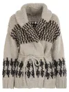 Brunello Cucinelli Women Handmade Opera Cardigan With Belt In Neutral