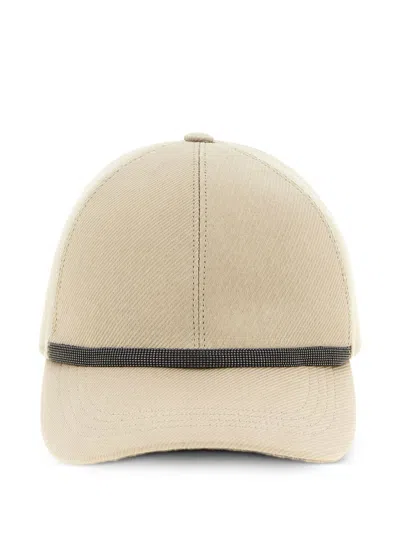 Brunello Cucinelli Beige Baseball Textured Hat In Neutral
