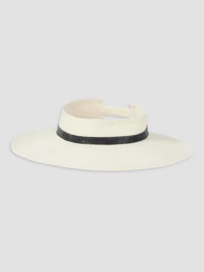 Brunello Cucinelli Women's Hemp Visor With Precious Band In Green