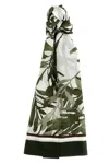 Brunello Cucinelli 'botanical Leaf Print Sheer Scarf' In Green