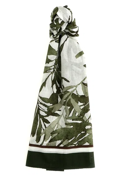 Brunello Cucinelli Women 'herbarium Print' Scarf In Green
