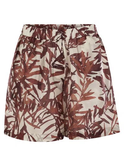 Brunello Cucinelli Women Herbarium Print Silk Pongée Shorts