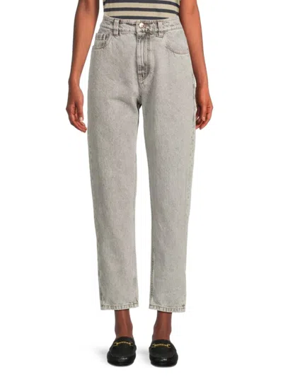 Brunello Cucinelli Women's High-rise Straight-leg Jeans In Gray