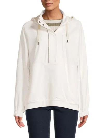 Brunello Cucinelli Women's Hooded Stretch-cotton Pullover Sweatshirt In White