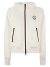 Brunello Cucinelli Hooded Sweatshirt With Ribbed Cuffs And Side Zip Pockets In Neutral