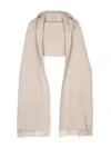 Brunello Cucinelli Women Hooded Wool And Cashmere Knit Scarf In Neutral