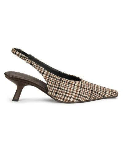 Brunello Cucinelli Women's Houndstooth Alpaca-blend Slingback Pumps In Multi