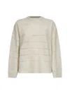 Brunello Cucinelli Women Ivory Diamond Cashmere And Wool Sweater In White