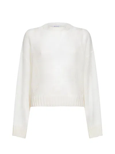 Brunello Cucinelli Women Ivory Mohair And Wool Monili Sweater In Neutral