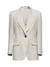 Brunello Cucinelli Women Ivory Sparkling Canvas Jacket