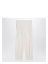 Brunello Cucinelli Ivory Trousers In Cotton And Linen Women
