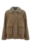 Brunello Cucinelli Shearling Leather Jacket In Brown