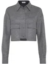 Brunello Cucinelli Virgin Wool Cropped Shirt Jacket In Grey
